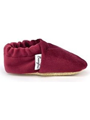 Bunnybons Bordo Kadife Bebek Patik Kaydırmaz Taban Dokuma Malzeme ile Şık Tasarım