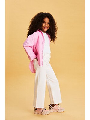 Vicco Kız Pudra Renkli Okul Öncesi Spor Ayakkabı PU Malzeme ile Kalın Taban Tasarımı