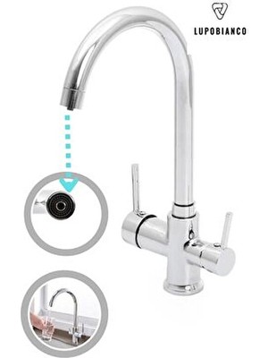  baston borulu krom mutfak eviye bataryası arıtmalı 3 yollu lüx batarya 2 yıl garantili