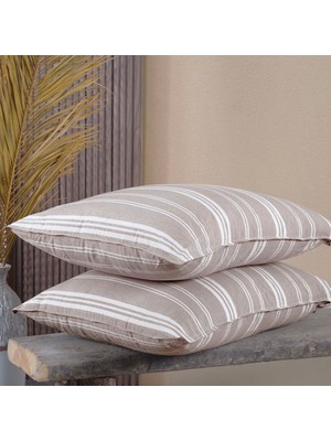 Lief Home Pamuklu Ipliği Boyalı Yıkamalı Kapaklı Yastık Kılıfı | 2’li Set | 50X70 cm | Çift Iğne Detaylı
