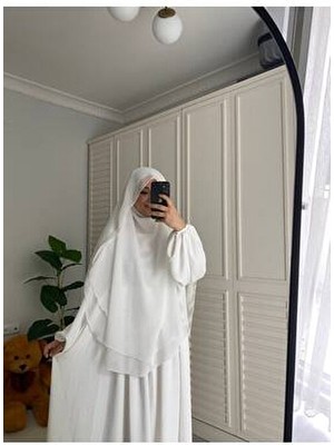 2 Katlı Gölgeli Oval Sufle Hac Umre Tesettür Abaya (Sadece Sufle)