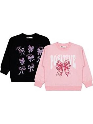 Civil Girls Fiyonk Baskılı 2'li Set 6-9 Yaş Sweatshirt - Standart 8-9 Yaş
