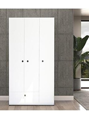 Exent Oskar 3 Kapılı Gardırop - 3 Kapaklı Elbise Dolabı