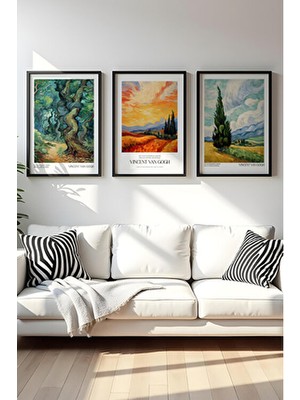 Huhuli Ahşap Siyah Çerçeveli Vincent Van Gogh Tablo Seti 20 x 30 Soyut Tema İle Modern Dekor