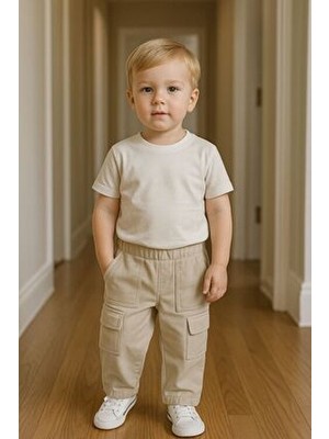Montisu Erkek Kargo Cepli Bej Pantolon Pamuklu Kumaş Tüm Sezonlar İçin Uygun