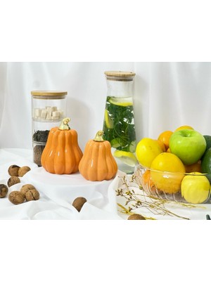 Aden Glass Sevgililer Günü Hediyesi Bal Kabağı Biblo 2 Li Obje Dekor 13 cm ve 11 cm