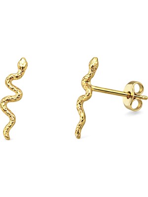 Zeya Kuyumculuk 14 Ayar Altın Minimal Yılan Küpe