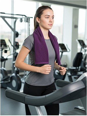 Mikrofiber Sporcu Havlusu 50 x 90 cm Mor Ter Emici Fitness ve Spor İçin Hızlı Kuruma Özelliği