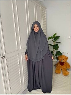 2 Katlı Gölgeli Oval Sufle Hac Umre Tesettür Abaya