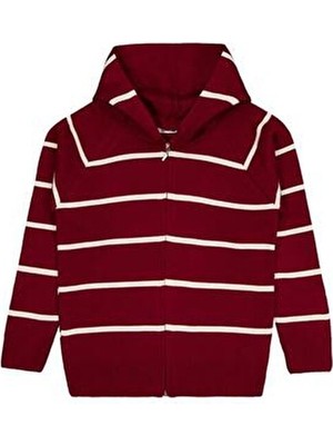 Civil Boys Çizgili Desenli 10-13 Yaş Hırka - BORDO10-11 Yaş