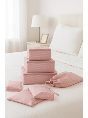 Serstil 7'li Valiz Düzenleyici Set - Pembe Benekli