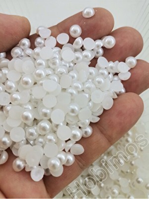 Hobimos 250 Adet 6 mm Beyaz Yarım Inci Boncuk