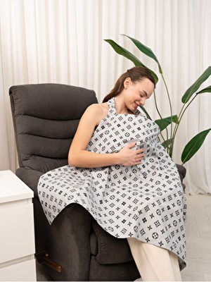 Atölye Eda Exclusive Atölye Eda %100 Pamuklu Oeko-Tex Sertifikalı Balenli Ayarlanabilir Yaka Aparatlı Emzirme Önlüğü 80 x 100 cm Dokuma