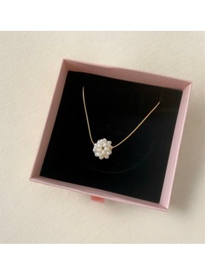 Taşmir Sertifikalı Gerçek Çiçek Inci Kolye - 45 cm Çelik Zincirli