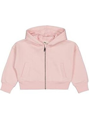 Civil Girls Civil Düz Pembe Hırka Pamuk Uzun Kol Kız Çocuklar İçin Düz Desenli Oversize Model