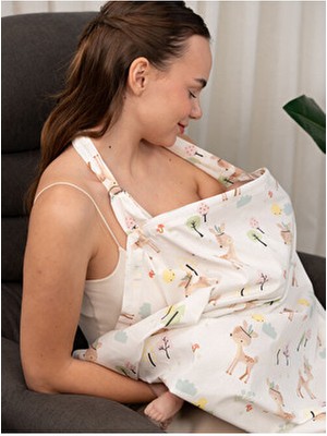 Atölye Eda Exclusive Atölye Eda %100 Pamuklu Oeko-Tex Sertifikalı Balenli Ayarlanabilir Yaka Aparatlı Emzirme Önlüğü 80 x 100 cm Dokuma Kumaş