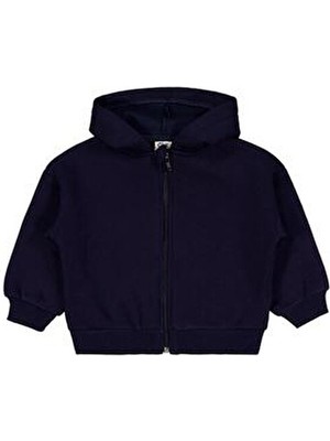 Civil Baby Baskılı Hırka %100 Pamuk Uzun Kol Oversize Düz Desenli Lacivert Renk