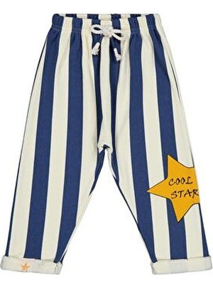 Civil Boys Çizgili Yıldız Baskılı 2-5 Yaş Eşofman Altı - Mavi 3-4 Yaş