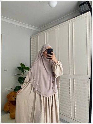 2 Katlı Gölgeli Oval Sufle Hac Umre Tesettür Abaya
