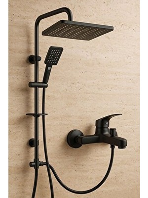 Viosa Siyah Tepe Yağmurlama Robot Duş Seti Banyo Duş Bataryası 2'li Set 5 Yıl Garantili