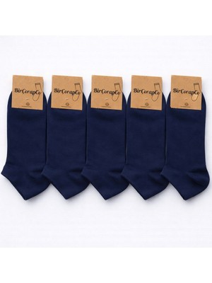 Birçorapco 5'li Erkek Lacivert Pamuklu Kısa Penye Çorap