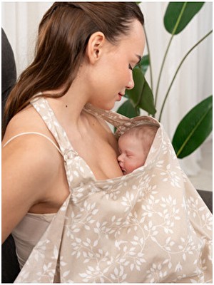 Atölye Eda Exclusive Atölye Eda %100 Pamuklu Oeko-Tex Sertifikalı Balenli Ayarlanabilir Yaka Aparatlı Emzirme Önlüğü 80 x 100 cm Dokuma