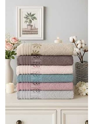 Mela Home Palmiye Desenli Saçaklı 50*90 cm 6'lı El Yüz Havlusu-Havlu Seti-Çeyizlik-Hediyelik-Mutfak %100 Pamuk