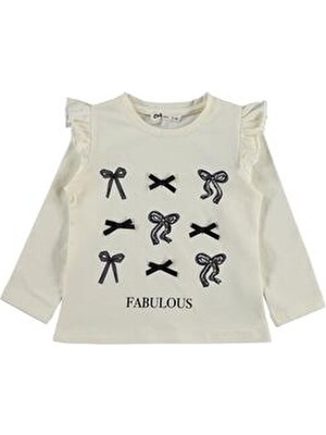 Civil Girls Civil Kız Çocuk Ekru Renkli Uzun Kollu Fabulous Baskılı Sweatshirt - Regular Fit Özellikli