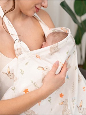 Atölye Eda Exclusive Atölye Eda %100 Pamuklu Oeko-Tex Sertifikalı Balenli Ayarlanabilir Yaka Aparatlı Emzirme Önlüğü 80X100CM Dokuma Kumaş