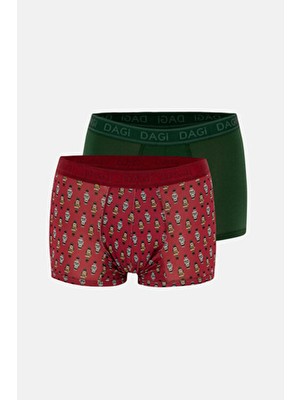 Dagi Kırmızı-Yeşil 4210 Desenli Micro Modal Boxer