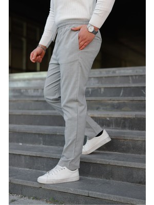 Zinox Erkek Baggy Bel Lastik Bez Ayağı Kumaş Pantolon