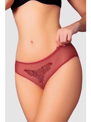 Aria's Closet Güpürlü Taşlı Gül Kurusu Tül Fantezi Külot