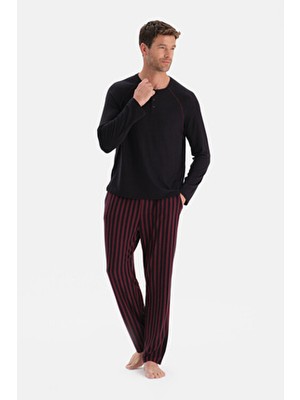 Dagi Siyah Dikiş Detaylı ve Patlı Termal Tişört Pantolon Pijama Takımı