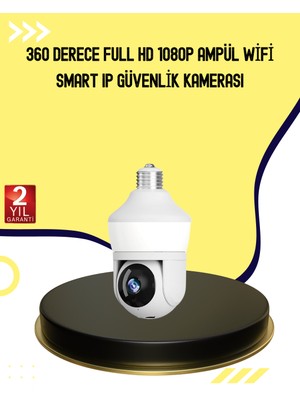 Pazarcan 1080P Görüntü Kaliteli Wi-Fi Ampul Tipi Güvenlik Kamerası