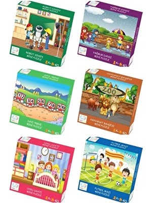 Çılgın Zeka 3 - 7 Yaş Eğlenceli Tasarımlı 40 Parça Mini Puzzle Seti Sevilen Desenler