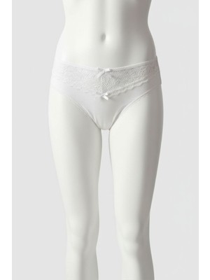 Aria's Closet Beyaz Bel Kısmı Dantel Işlemeli Külot