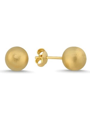 Zeya Kuyumculuk 14 Ayar Altın Mat Top Küpe