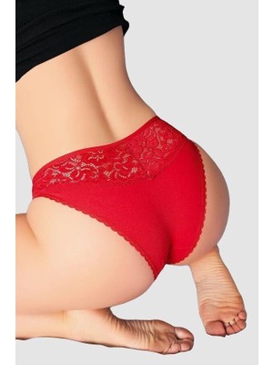 Aria's Closet Kırmızı Bel Kısmı Dantel Işlemeli Külot