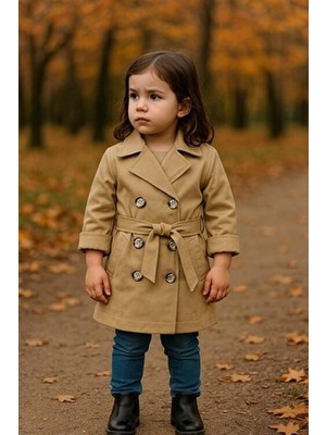 Montisu % 100 Pamuk Çocuk Trençkot -3-7 Yaş Günlük & Şık Dış Giyim