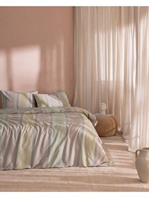 Madame Coco Cannes Çift Kişilik %100 Pamuk Lastikli Ranforce Baskılı Nevresim Takımı - Haki