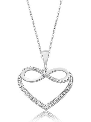 Erseyy 925 Ayar Gümüş Kalpli Sonsuzluk Kadın Gümüş Kolye
