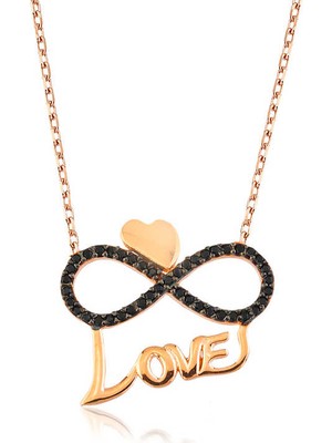 Erseyy 925 Ayar Gümüş Kalpli Sonsuzluk Love Kadın Gümüş Kolye