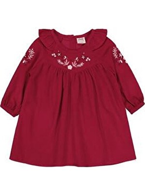 Civil Baby Yakası Nakışlı 6-18 Ay Elbise - Kırmızı 9-12 Ay