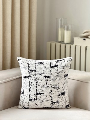 Aysa Home Decor Armoni Desenli Beyaz Gri Tekli Kırlent Kılıfı