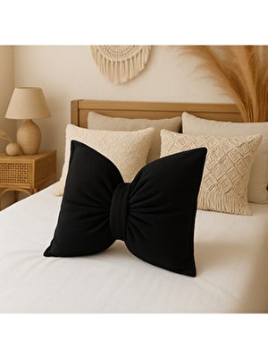 Belomia Home Collection Kurdele Görünüm Dekoratif Iç Dolgulu Kırlent | Fiyonk Kadife Doku Yastık