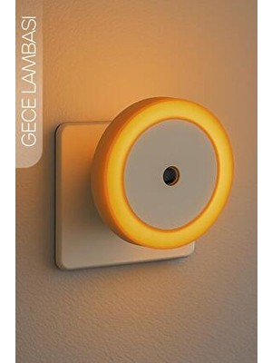 Telvesse Yuvarlak Otomatik Gece Lambası Işığa Duyarlı Karanlık Ldr Sensörlü Koridor Turuncu GC01