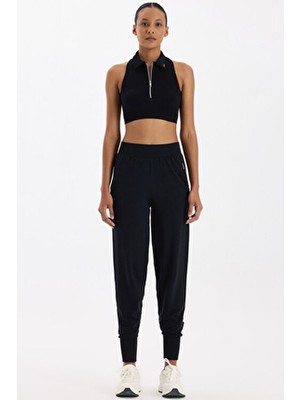 Cepli Dikişsiz Jogger Pantolon Siyah