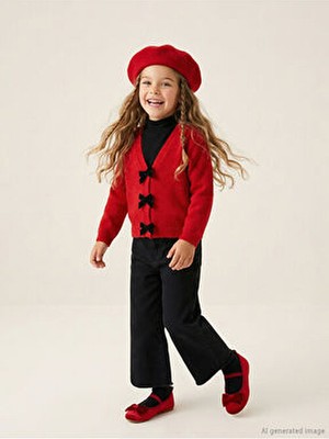 LC Waikiki Lcw Kids V Yaka Kız Çocuk Triko Hırka