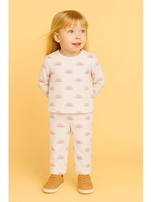 Buufuu Çocuk Takım Pamuklu Uzun Kollu Güneş Desenli 1-3 Yaş