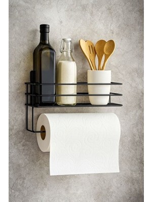 Kitchen Beauty Yapışkanlı Raflı Kağıt Rulo Havluluk Peçetelik Havlu Kağıtlık Banyo Mutfak Düzenleyici Raf